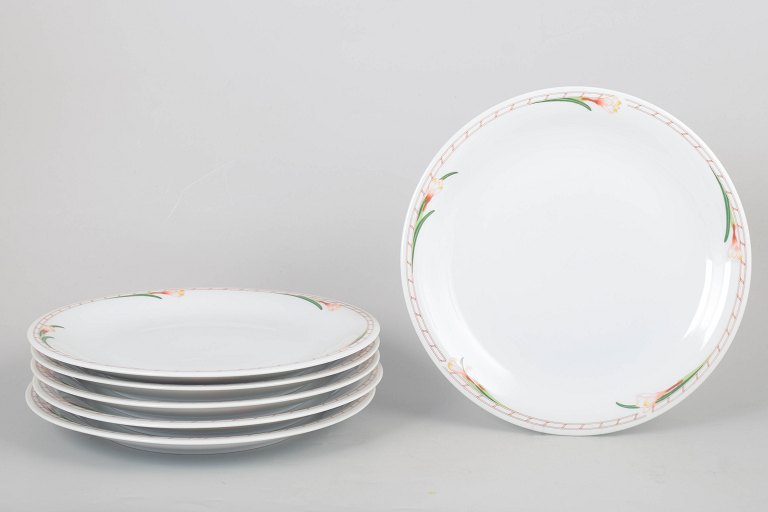 Set of six dinner plates from Rörstrand Fleur.