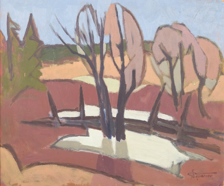 Swedish artist, oil on panel, 1960s/70s.