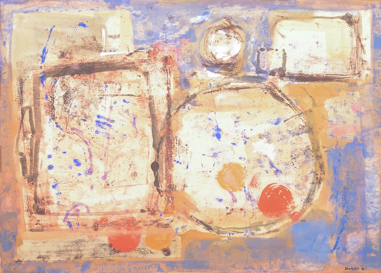 Joop Birker, abstract composition, listed Dutch visual artist.