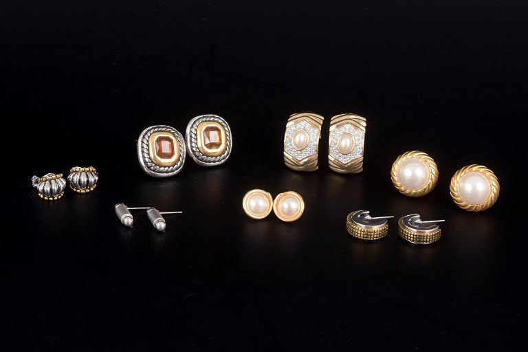 Set of Seven Pairs of Vintage Ear Clips / Earrings. Bijouterie. 20th Century.