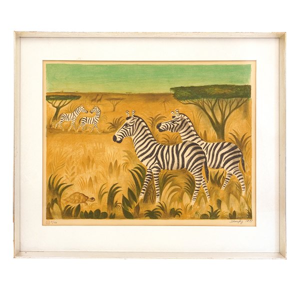 Hans Christian Scherfig lithograph, 1971, edition 31/280. Visible size: 42x55cm. With frame: 58x71cm