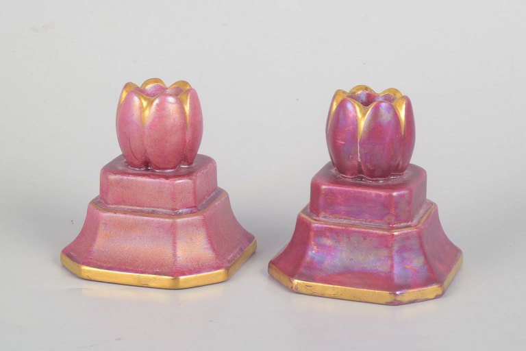 Josef Ekberg for Gustavsberg, set of two candlesticks.