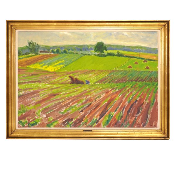 Jais Nielsen, 1885-1961, Öl auf Leinen. Landschaft. Signiert und datiert 1946. Lichtmasse: 78x112cm. Mit Rahmen: 95x129cm
