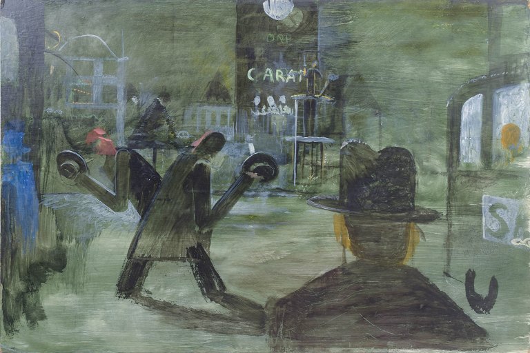 Sören Andersson (f. 1941), cityscape, oil on board, listed Swedish artist.
