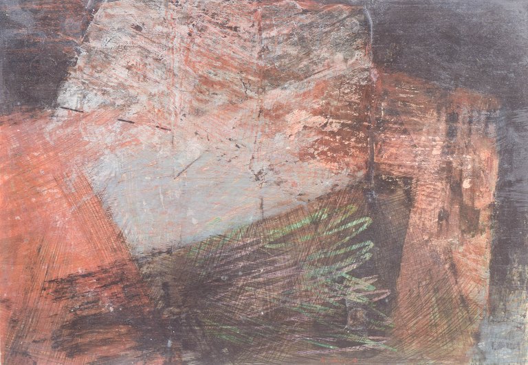 Ingrid Aili, mixed media on board, listed Swedish visual artist.