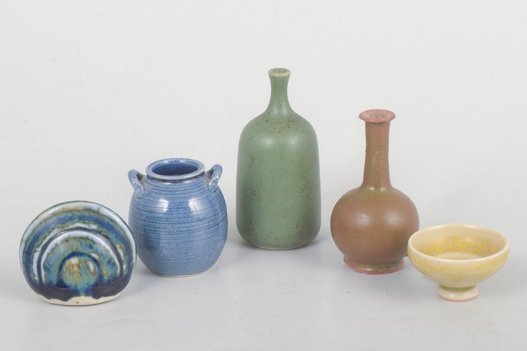 John Andersson for Höganäs and Others, Set of Five Miniature Ceramics.